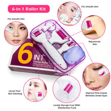 Load image into Gallery viewer, 6 in 1 Microneedle Derma Roller Kit Titanium Dermaroller Micro Needle Facial Roller Skin Care For Skin Care and Body Treatment